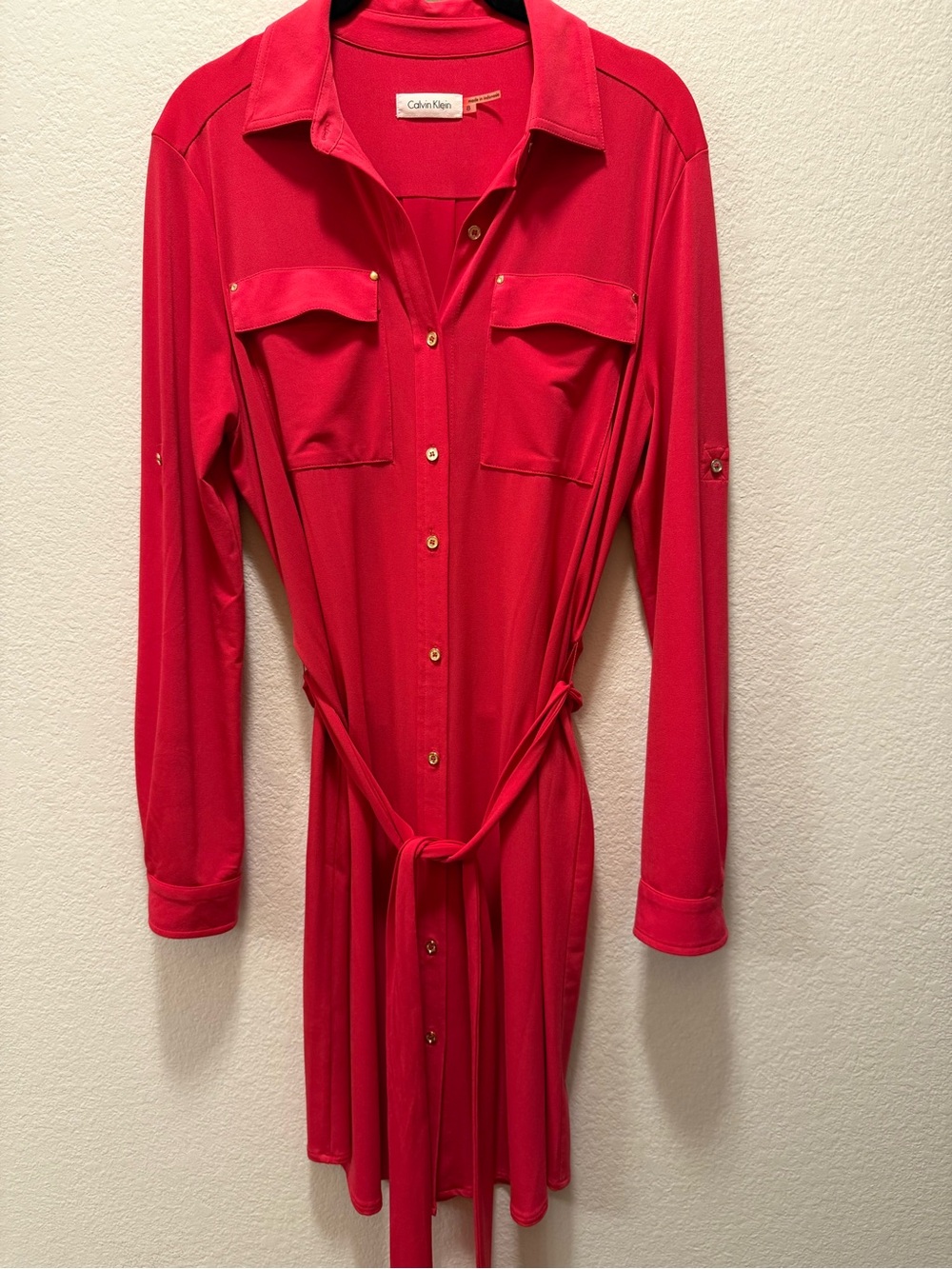 NWOT Calvin Klein Long Sleeve Button-Front Shirtdress